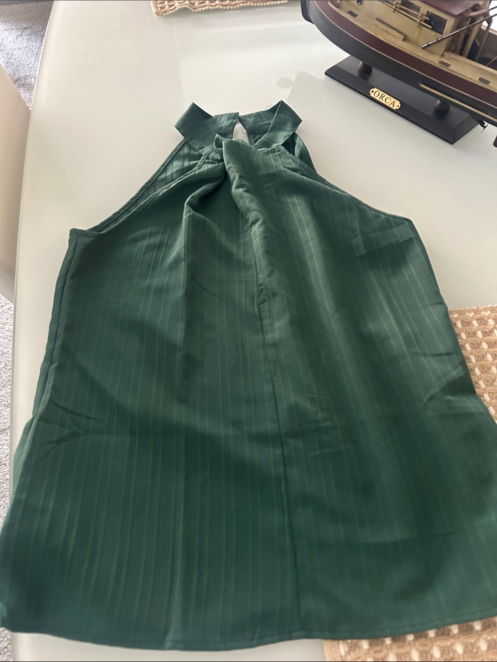 SHEIN Dark Green Halter Neck Sleeveless Blouse
